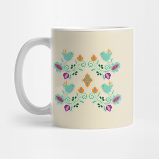 Cute Birds on Branches Pattern Mug